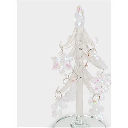 Статуэтка, 15 см, с подвесками, стекло, серебристая, Ель со снежинками, Event