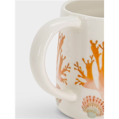 Кружка, 380 мл, фарфор P, белая/оранжевая, Морская жизнь, Ocean Life