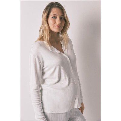 Pijama largo "maternity" punto azul