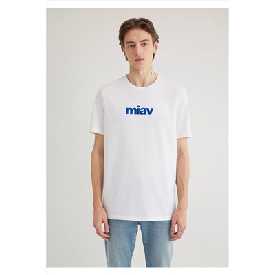 Mavi Miav Baskılı Beyaz Tişört Regular Fit / Normal Kesim 067153-620