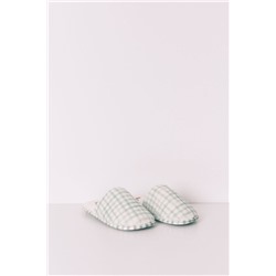 Zapatillas casa borreguito cuadros verdes