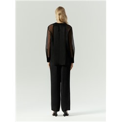 Блузка c полупрозрачными рукавами, B3071/moody