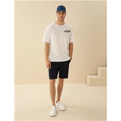 Lacivert Slim Fit Örme Şort