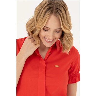 Kadın Kırmızı Kısa Kollu Gömlek