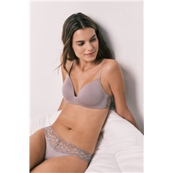 Sujetador triangular modal y encaje beige CHARMING