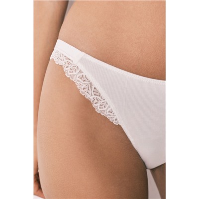 Braga brasileña tira algodón canalé blanca