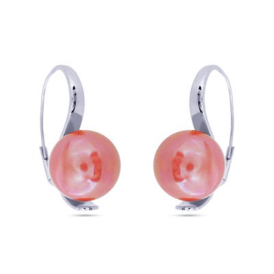 Серьги (Майорка 16мм коралл; покрытие родий), Есть комплект