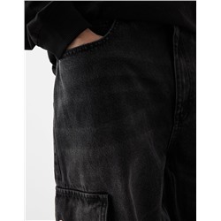 Faded dirty effect skater fit cargo jeans