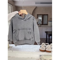 Модная толстовка с капюшоном и жареным граффити для мальчиков