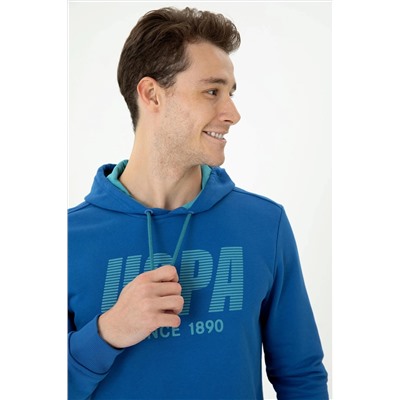 Erkek Saks Kapüşonlu Sweatshirt