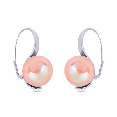 Серьги (Майорка 16мм нежный персик; покрытие родий), Есть комплект