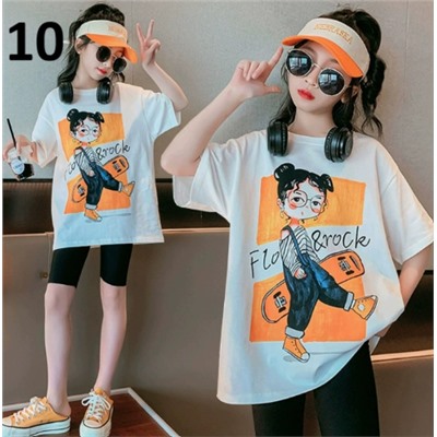 Хлопковые футболки для девочек (90-170) 10 Вариантов принтов