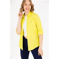 Kadın Neon Sarı Uzun Kollu Basic Gömlek
