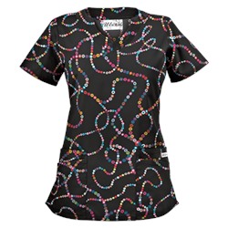 UA Life Saver Black Print Scrub Top
