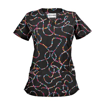 UA Life Saver Black Print Scrub Top