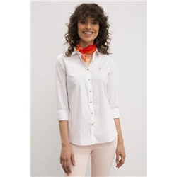 Kadın Beyaz Uzun Kollu Basic Gömlek