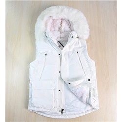 Женский теплый жилет со съемным шерстяным капюшоном и флисовой подкладкой