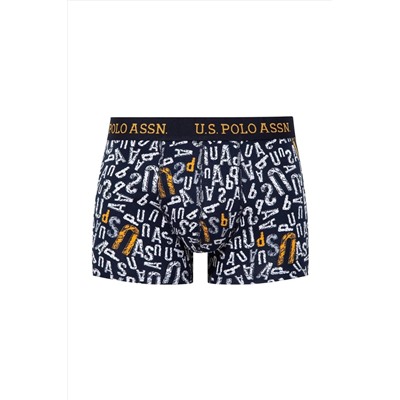 U.S. Polo Assn. - Erkek Sarı - Baskılı- Lacivert 3 Lü Boxer