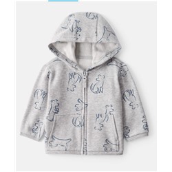 Carter's   Baby Boy DayDream Fleece Dog Print Long-Sleeve Hoodie - Grey