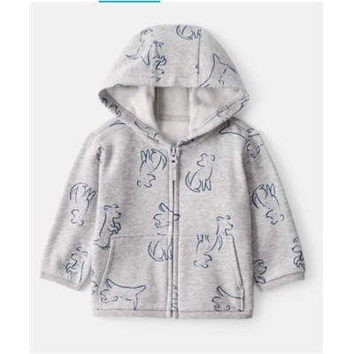 Carter's   Baby Boy DayDream Fleece Dog Print Long-Sleeve Hoodie - Grey