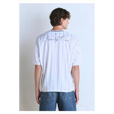 Mavi Madrid Baskılı Beyaz Forma Tişört Oversize / Geniş Kesim 0612779-620
