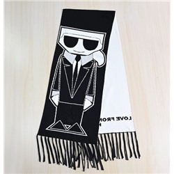 Зимний теплый шарф из окрашенной пряжи с вышитым рисунком мультяшного кота КАР*Л! 😎