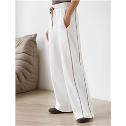 Прямые брюки с лампасами из эластичного футера двухнитки без начеса