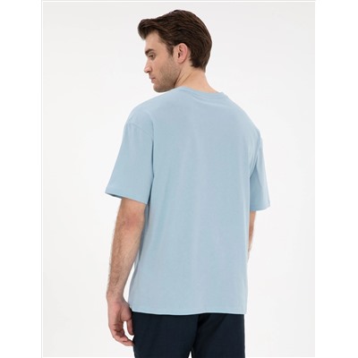 Açık Mavi Comfort Fit Basic Tişört