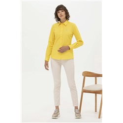 Kadın Sarı Uzun Kollu Basic Gömlek