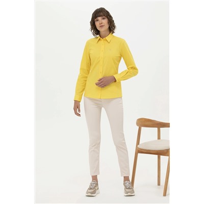 Kadın Sarı Uzun Kollu Basic Gömlek