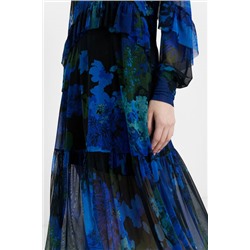 Vestido midi de gasa con camuflaje floral