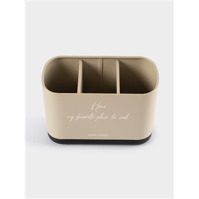 Подставка для кухонных принадлежностей, 19х13 см, 3 отд, металл/пластик, бежевая, Retro