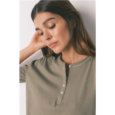 Camiseta manga ¾ 100% algodón kaki