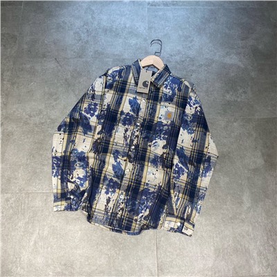 Рубашка в клетку с акварельным рисунком Кархат*т