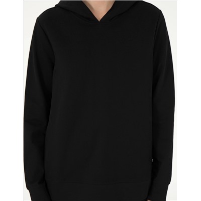 Siyah Oversize Kapüşonlu Sweatshirt