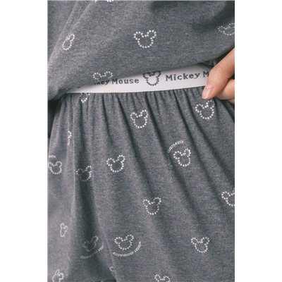 Pijama largo 100% algodón gris logo Mickey