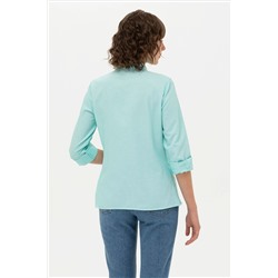 Kadın Mint Uzun Kollu Basic Gömlek