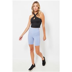 Leggings ciclista de compresión cintura alta - Azul claro