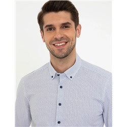 Lacivert Slim Fit Uzun Kollu Gömlek