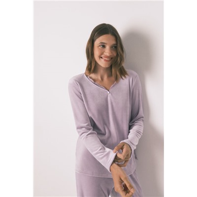 Pijama largo terciopelo lila