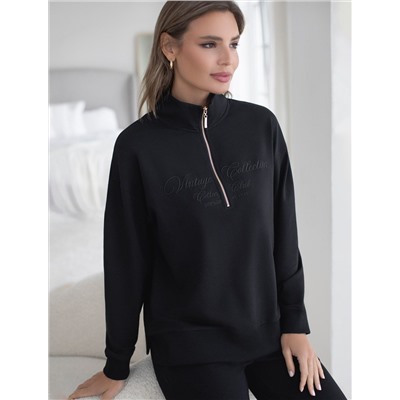 Джемпер с воротом на молнии из футера двухнитки с эластаном