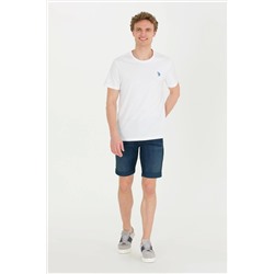 Erkek Beyaz Bisiklet Yaka Tişört