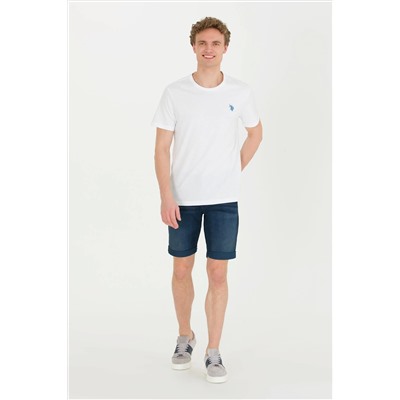 Erkek Beyaz Bisiklet Yaka Tişört