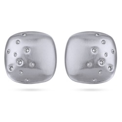 Серьги Геометрия (кристаллы SW белые; покрытие сатиновый родий), Есть комплект