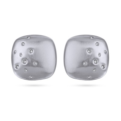 Серьги Геометрия (кристаллы SW белые; покрытие сатиновый родий), Есть комплект