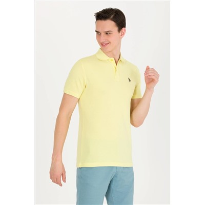 Erkek Açık Sarı Basic Polo Yaka Tişört