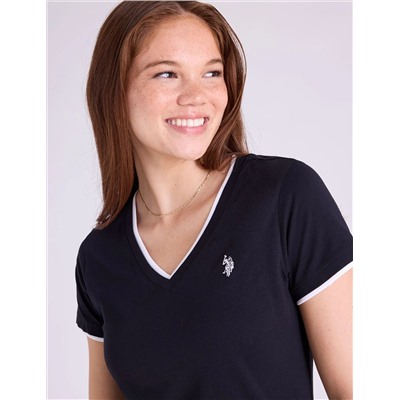 DOUBLE BAND V-NECK T-SHIRT