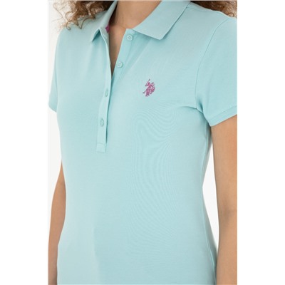 Kadın Su Yeşili Basic Polo Yaka Tişört