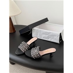 Женские шлепки / мюли  на элегантном каблучке 5 цветов ШАНЕЛ*Ь