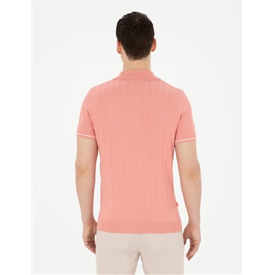 Kırmızı Slim Fit Düğmeli Polo Yaka Triko Tişört